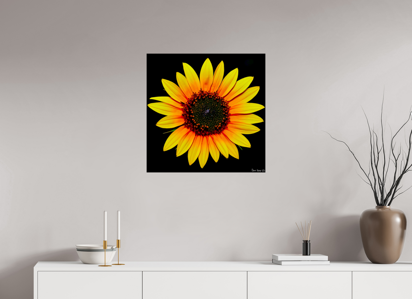 25 x 25″, Glossy Metal Nana’s Sunflower