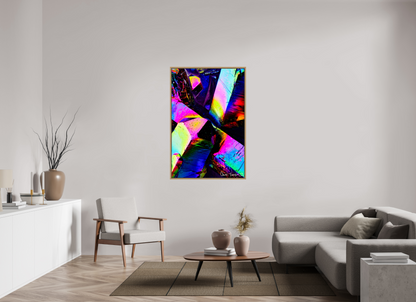 36 x 54″, Floater Frame Natural Oak Prismatic Shards