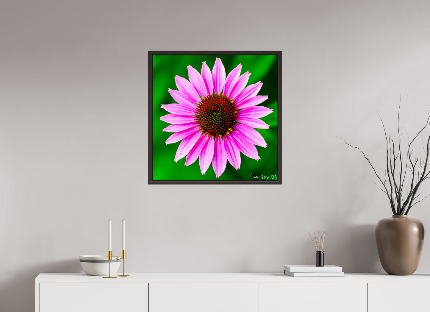 25 x 25″, Floater Frame Alder Brown Icosidigon