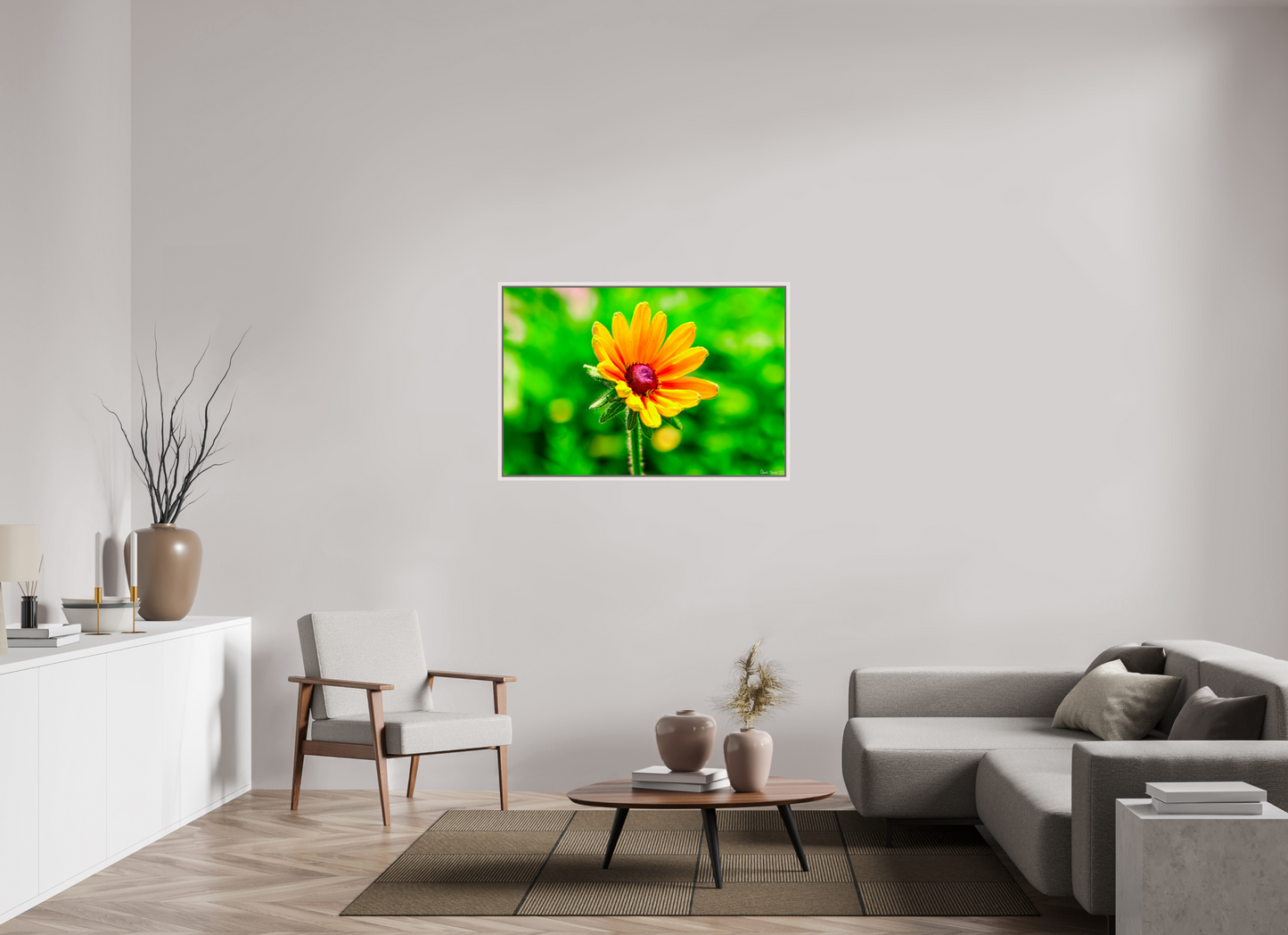 45 x 30″, Floater Frame Maple White Stillness in the Blur