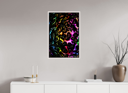 20 x 30″, Floater Frame Maple White Petroleum Rainbow