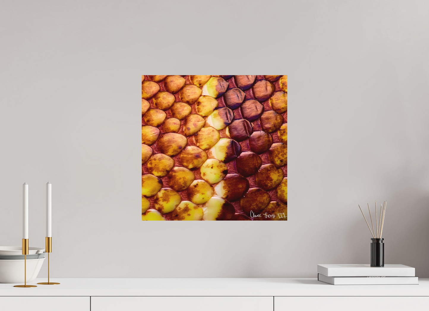 15 x 15″, Matte Metal Reptilian Divide