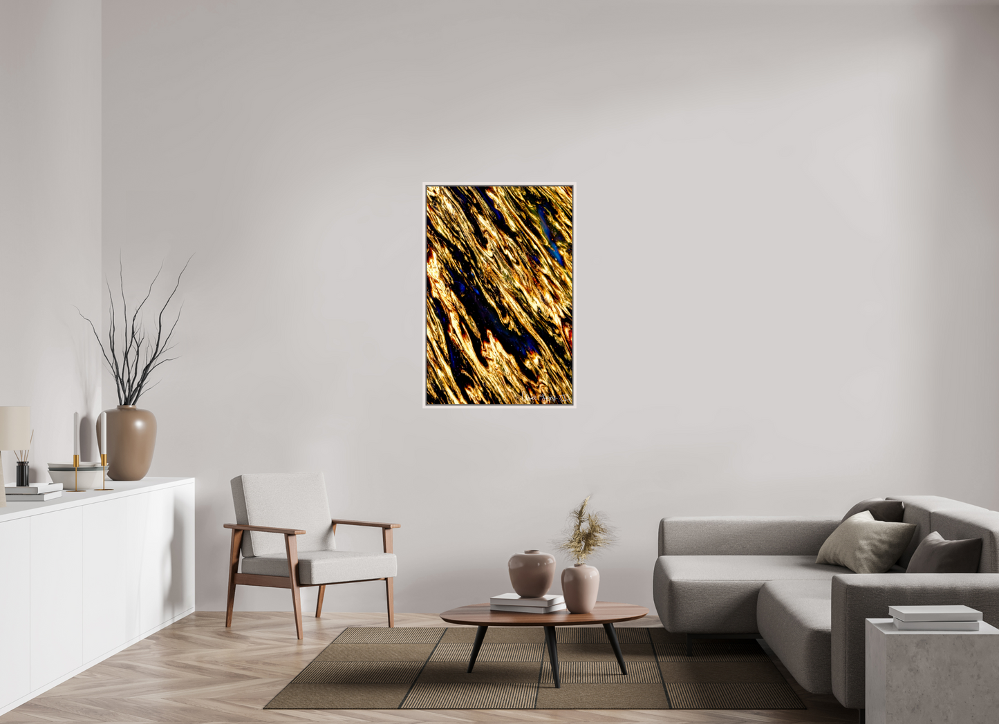 30 x 45″, Floater Frame Maple White Gilded Permeation