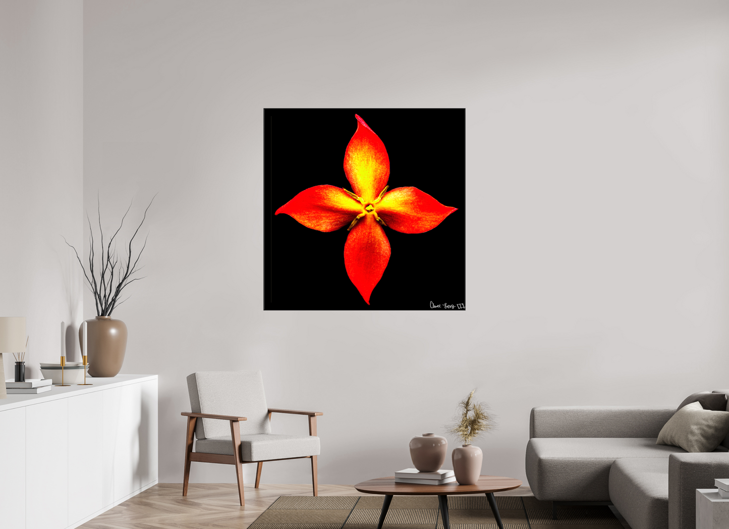 45 x 45″, Glossy Canvas Blazing Compass