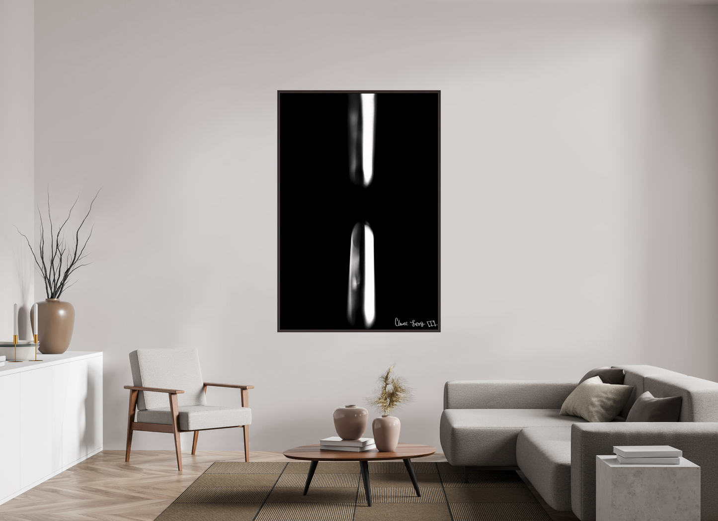 44 x 66″, Floater Frame Alder Brown Free Fall