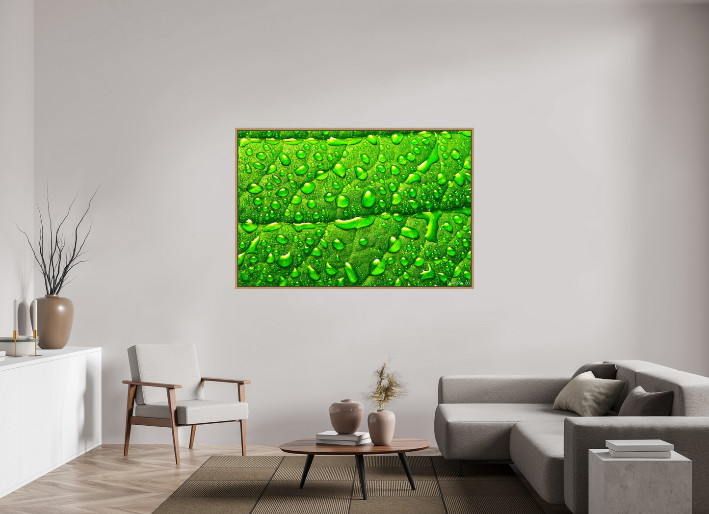 66 x 44″, Floater Frame Natural Oak Smile