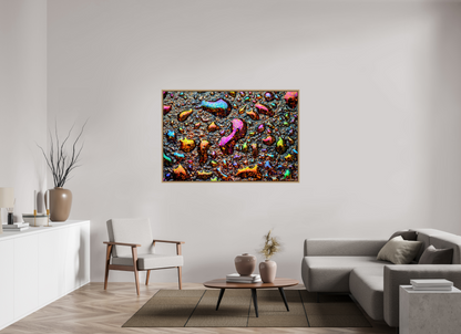 60 x 40″, Floater Frame Natural Oak Homage to My Adolescence