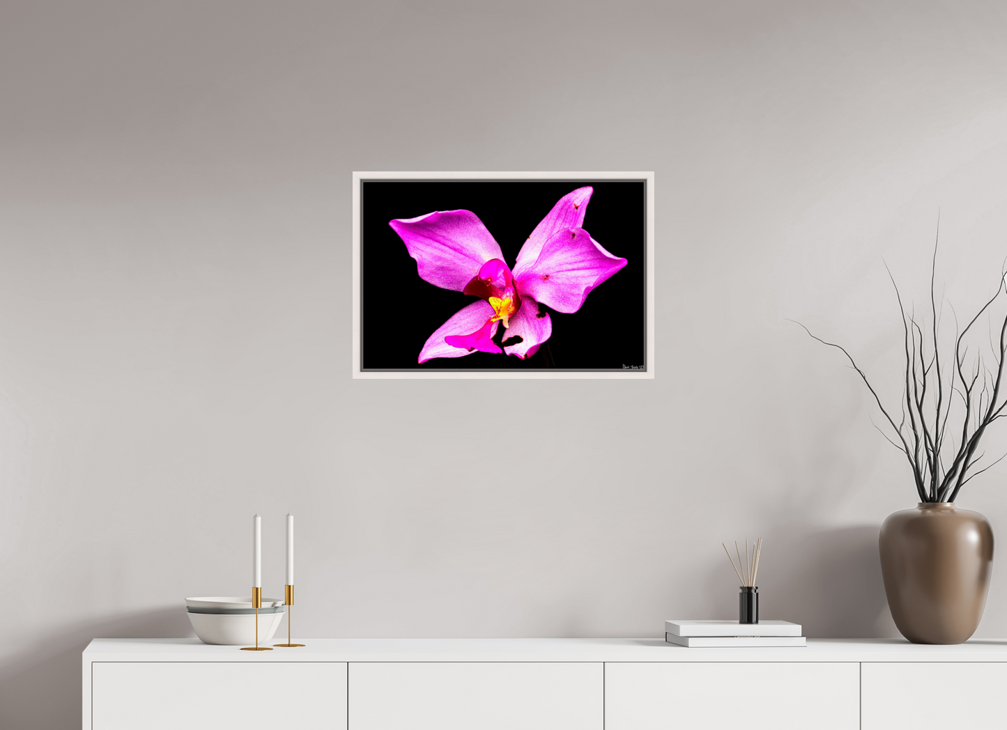 24 x 16″, Floater Frame Maple White Efflorescence