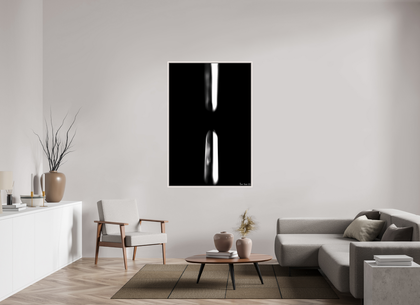 40 x 60″, Floater Frame Maple White Free Fall