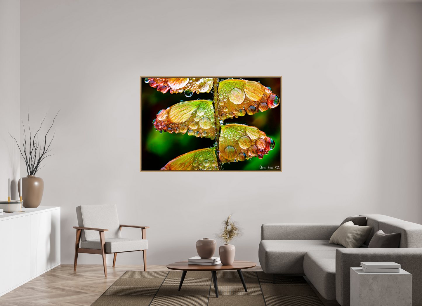 66 x 44″, Floater Frame Natural Oak Monarch’s Abundance