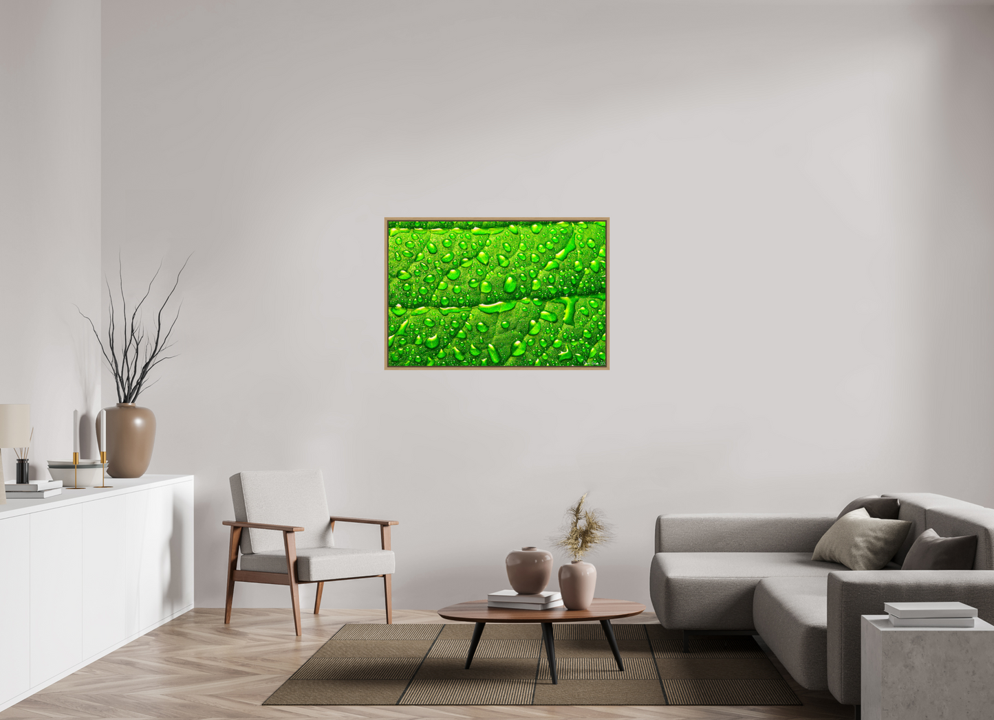 45 x 30″, Floater Frame Natural Oak Smile