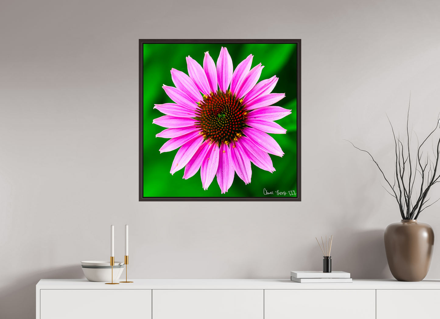 30 x 30″, Floater Frame Alder Brown Icosidigon