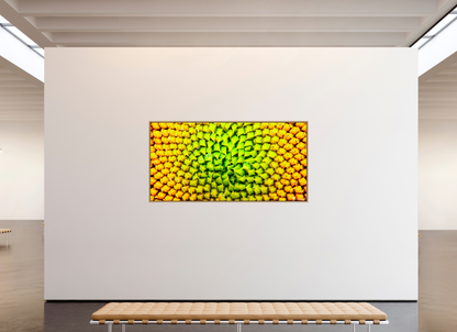 86 x 43″, Floater Frame Natural Oak Geometric Harmony