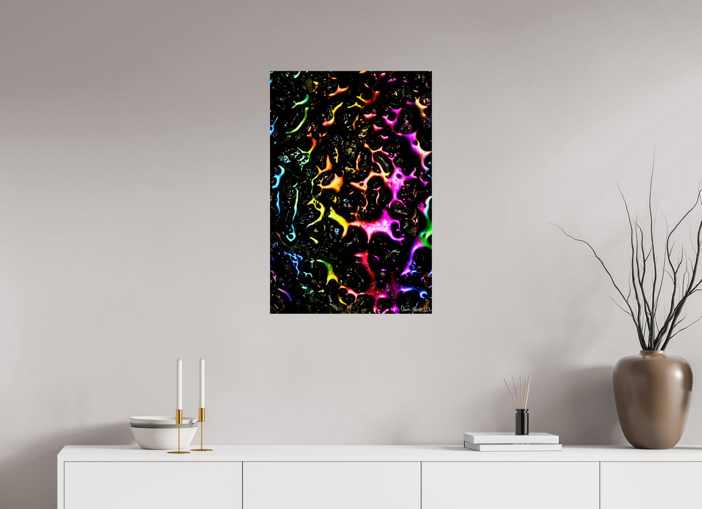 20 x 30″, Glossy Metal Petroleum Rainbow