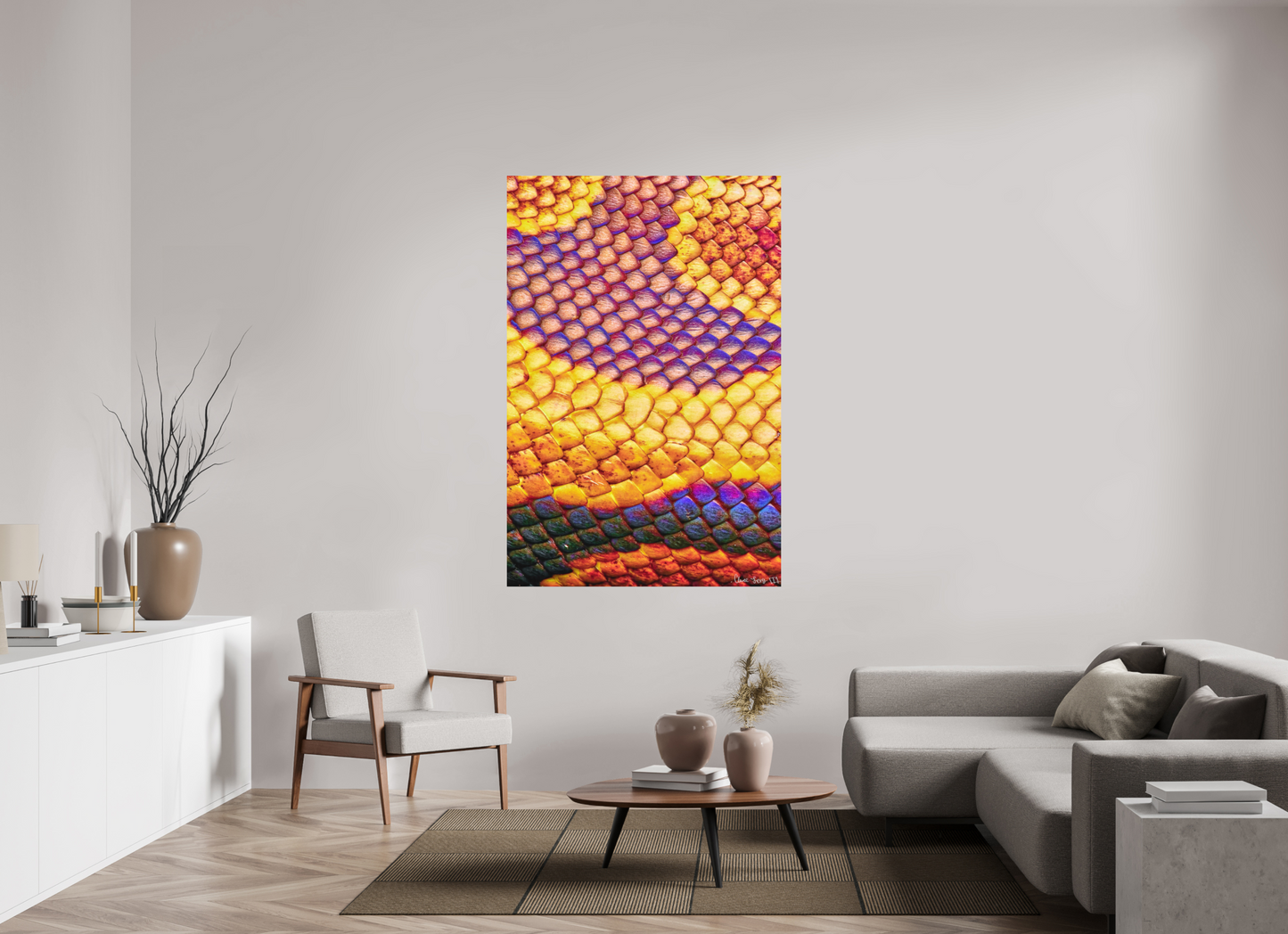 44 x 66″, Matte Metal Python’s Iridescence