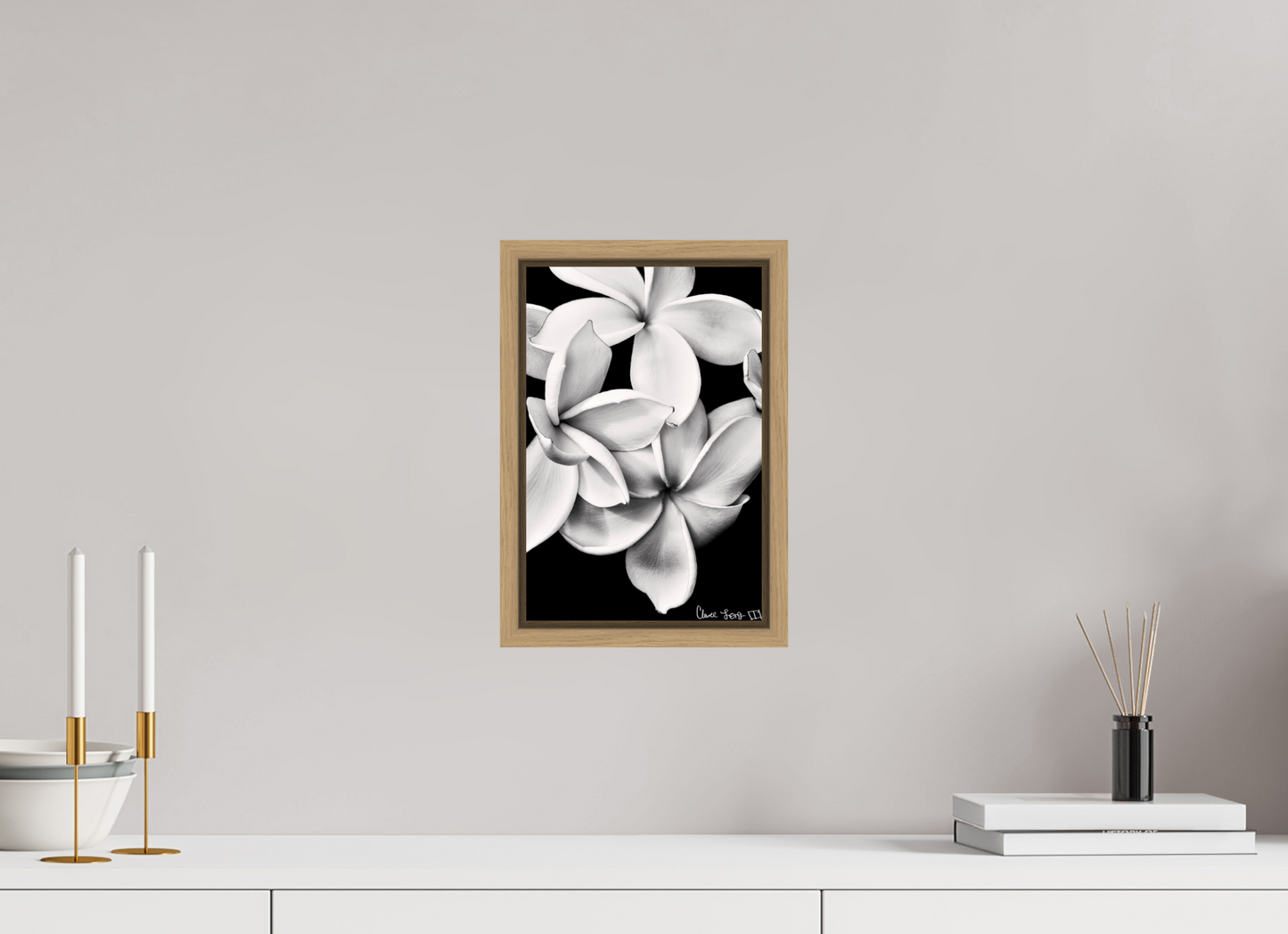 8 x 12″, Floater Frame Natural Oak Floral Abyss