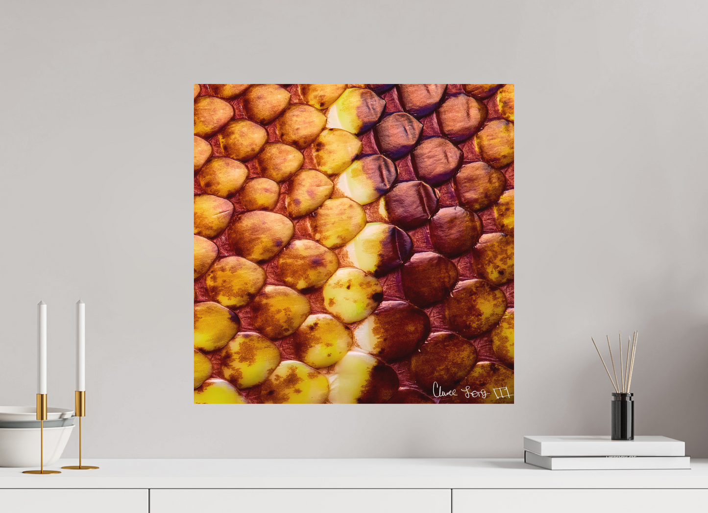 20 x 20″, Matte Metal Reptilian Divide