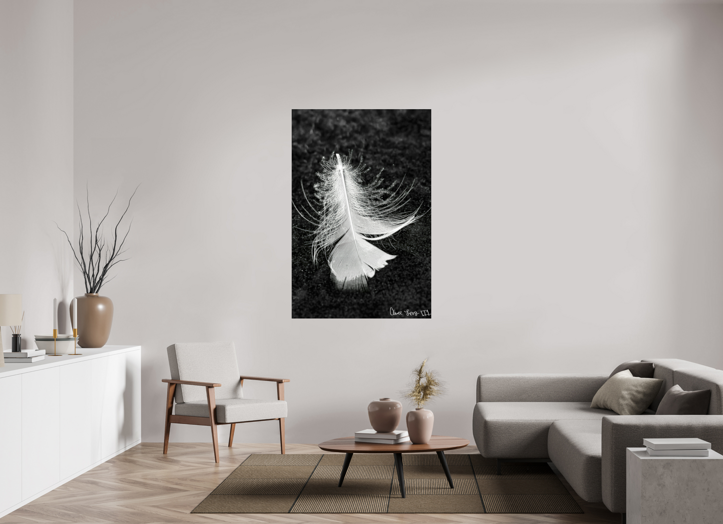 40 x 60″, Acrylic Feather On Ice