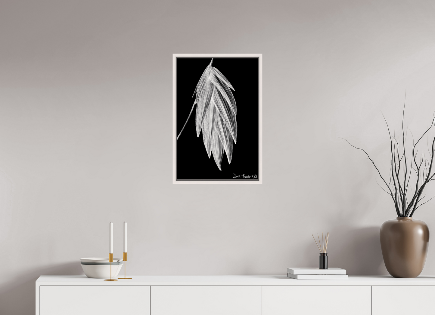 16 x 24″, Floater Frame Maple White Tenebrous Sea Oat