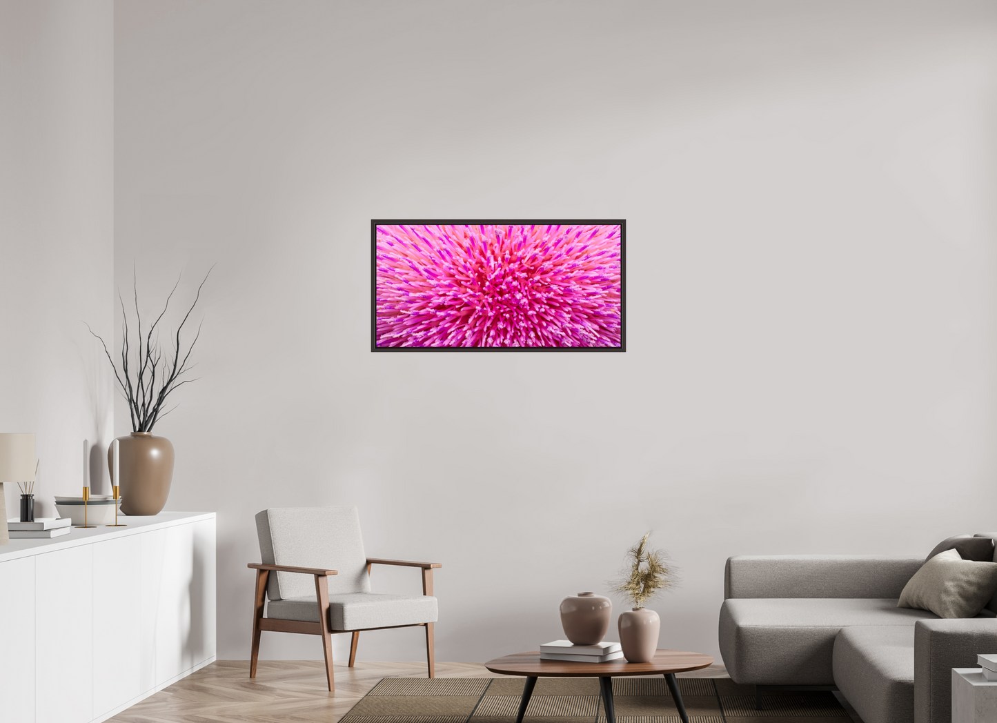 40 x 20″, Floater Frame Alder Brown Thistle Sea