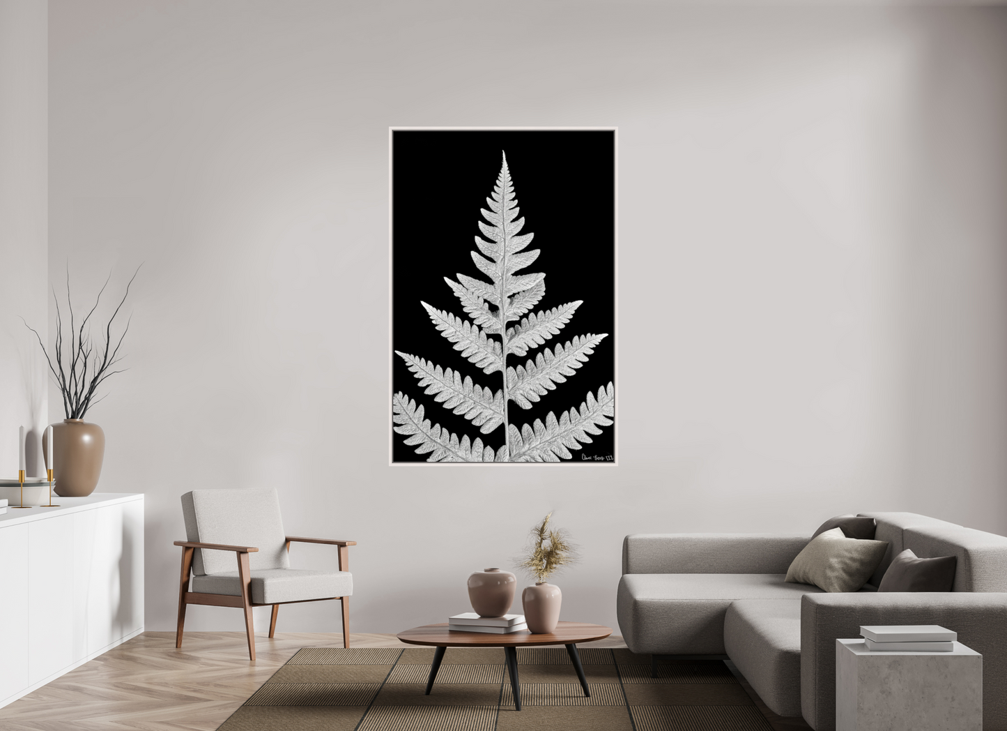 44 x 66″, Floater Frame Maple White Inverted Viridescence