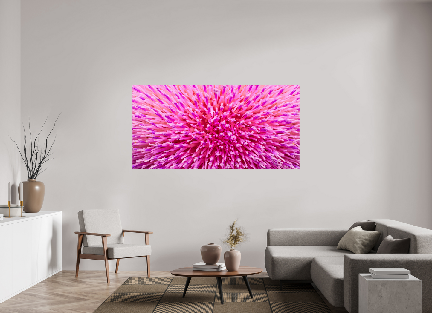 78 x 39″, Glossy Metal Thistle Sea