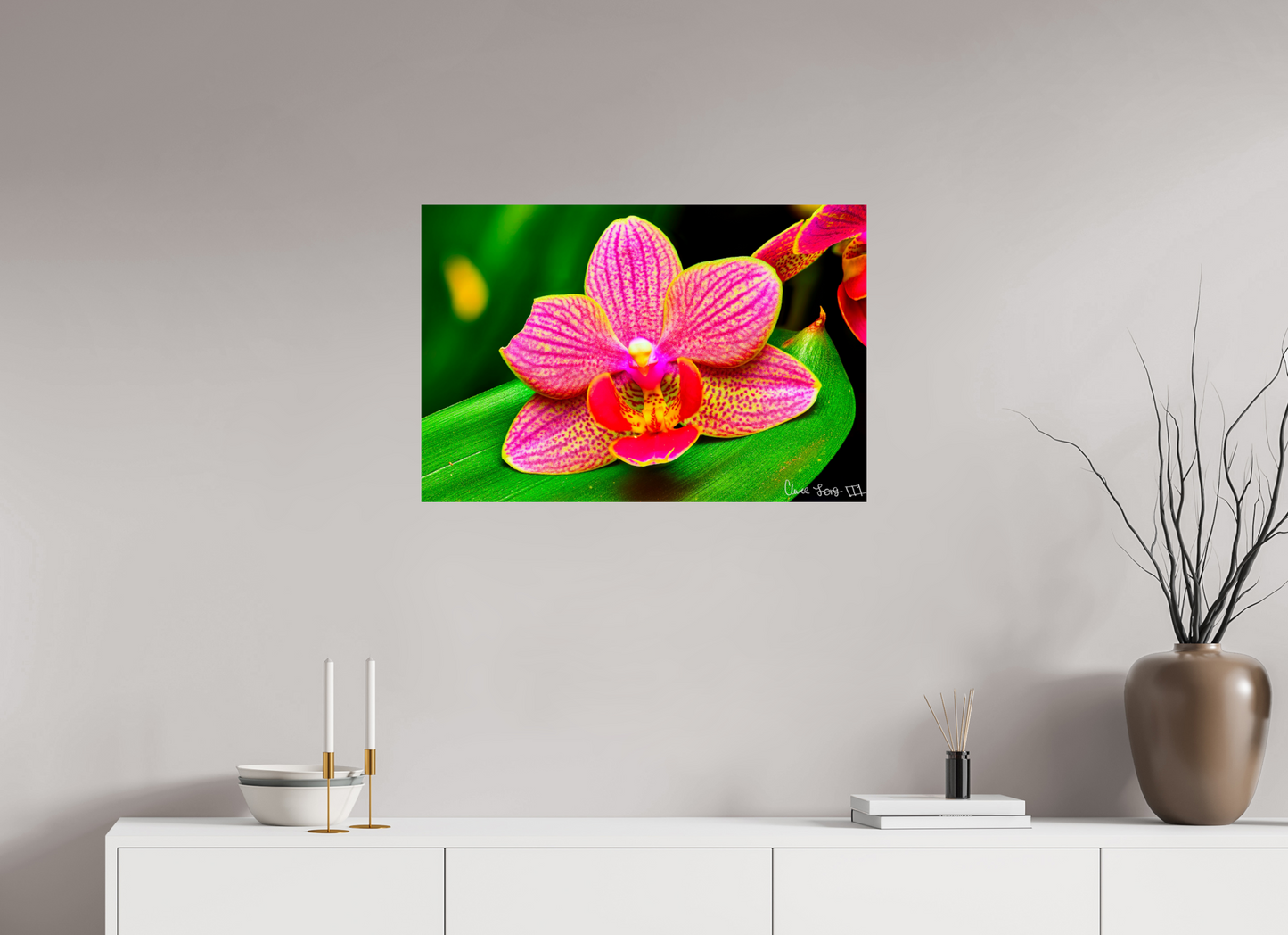 30 x 20″, Glossy Metal Vigorous Orchid