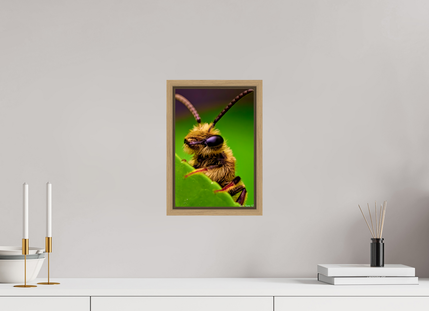 8 x 12″, Floater Frame Natural Oak The Cutest Bee