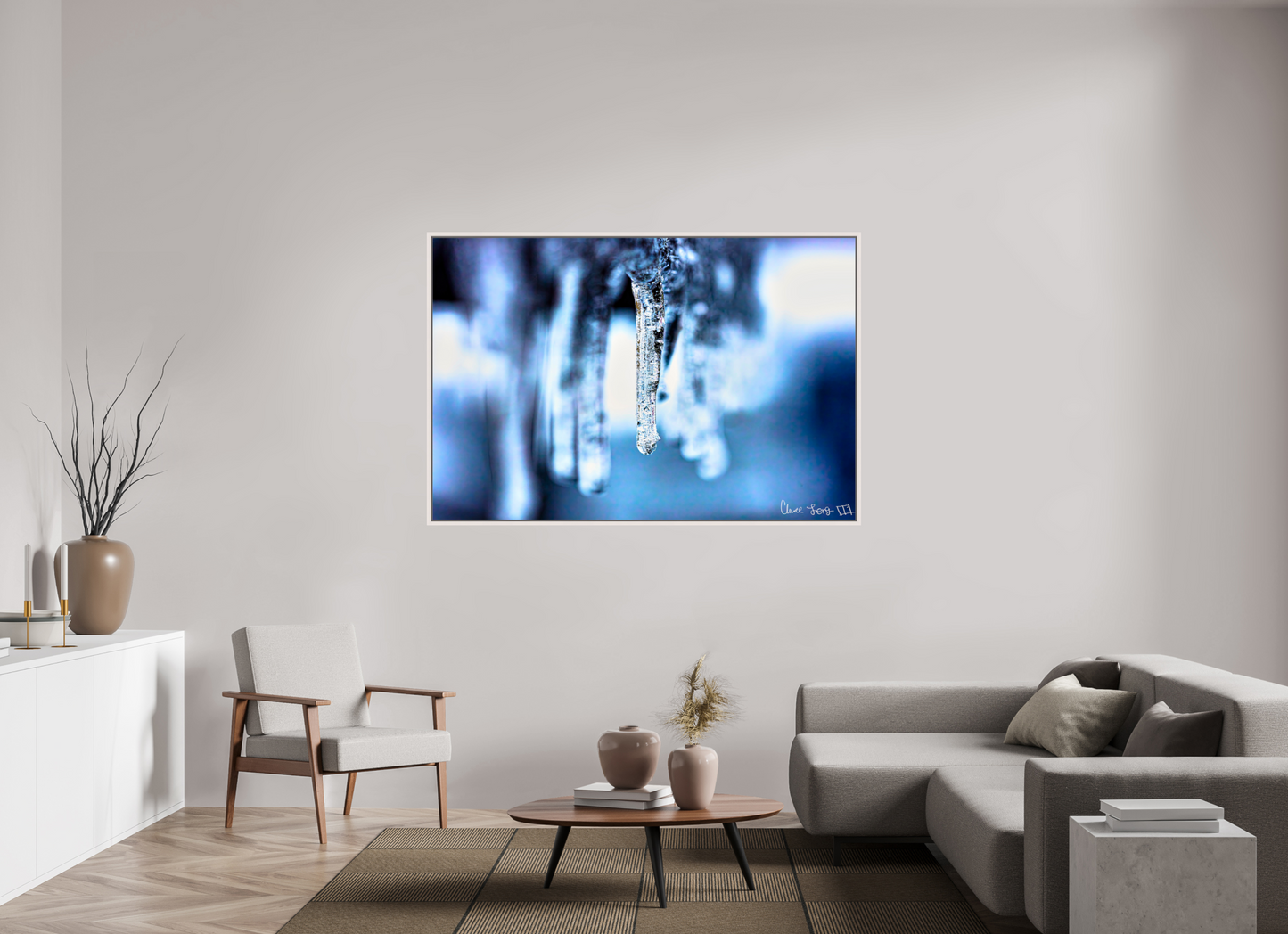 66 x 44″, Floater Frame Maple White Sickle of Boreas