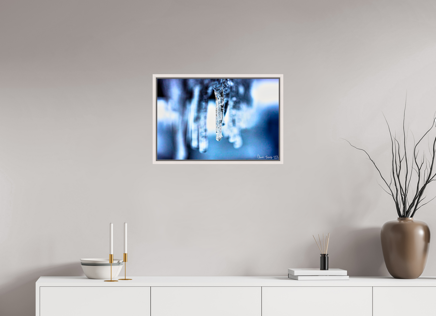 24 x 16″, Floater Frame Maple White Sickle of Boreas