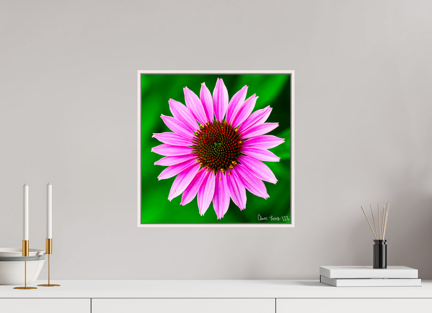 15 x 15″, Floater Frame Maple White Icosidigon