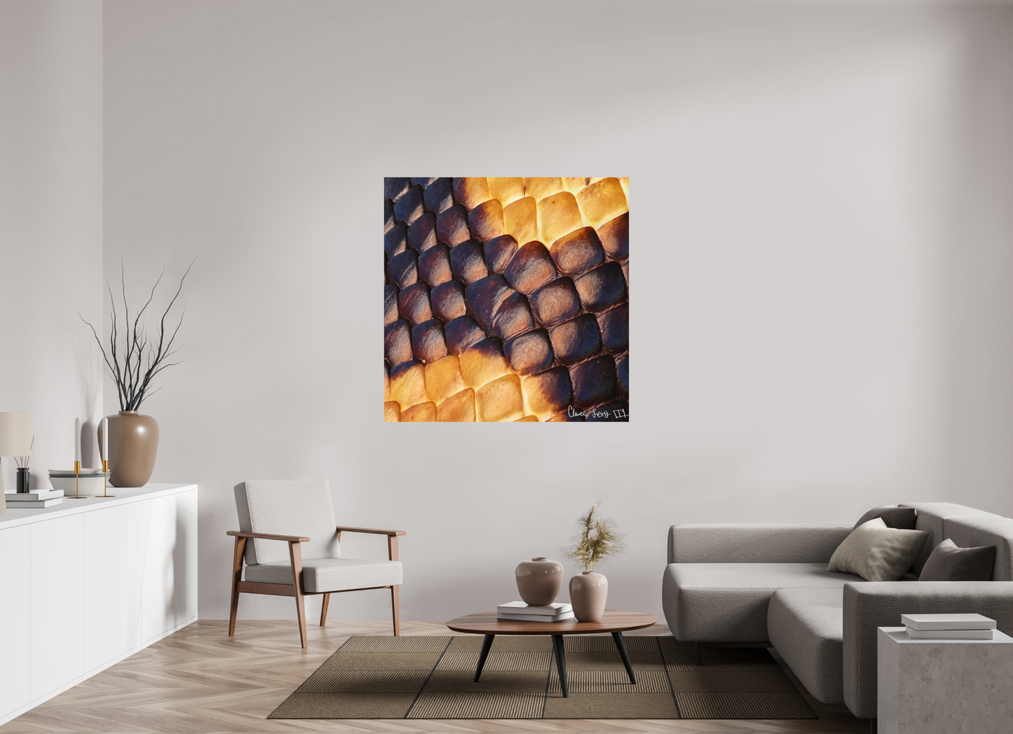 50 x 50″, Matte Metal Python’s Glow