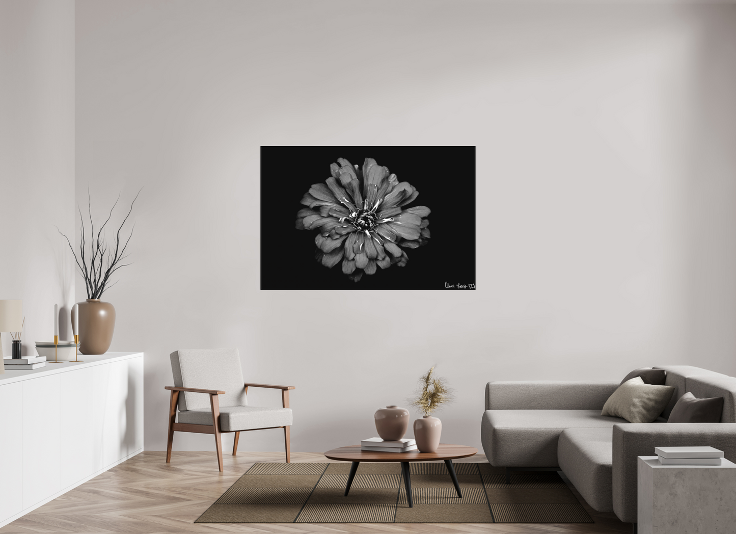 60 x 40″, Matte Canvas Carbon Zinnia