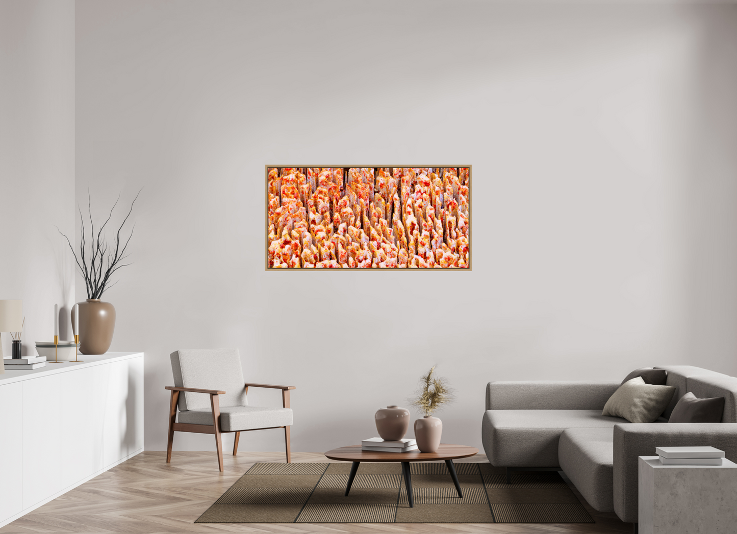 56 x 28″, Floater Frame Natural Oak Inescapable Decay