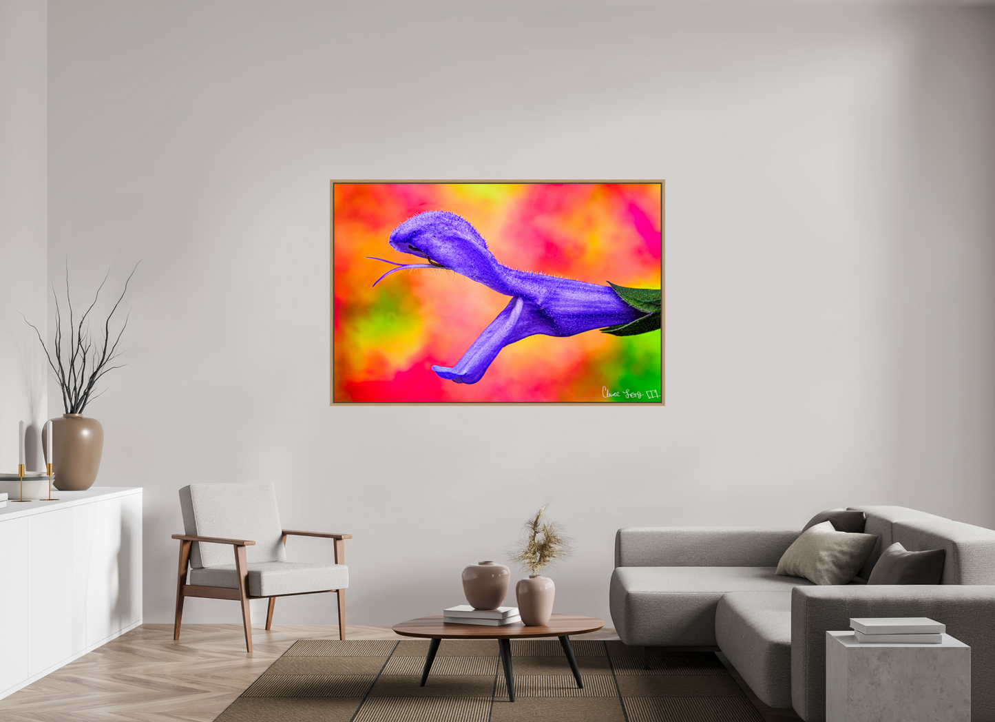 66 x 44″, Floater Frame Natural Oak Eden’s Serpent