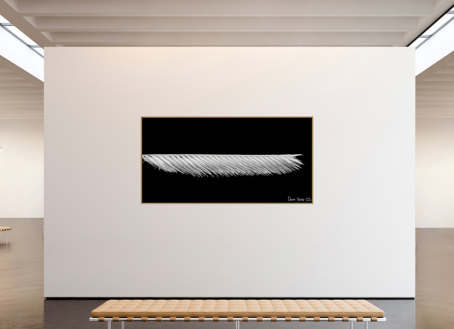 94 x 47″, Floater Frame Natural Oak Frayed Precision