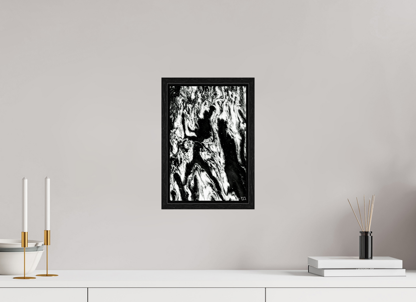 8 x 12″, Floater Frame Black Oak Frolicking Shadows