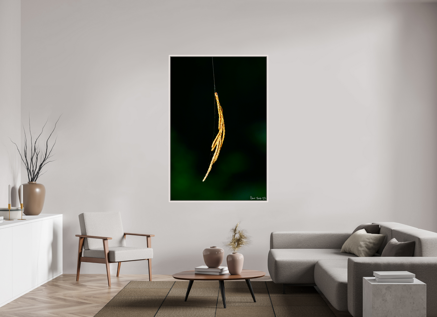 44 x 66″, Floater Frame Maple White Nature’s Tether