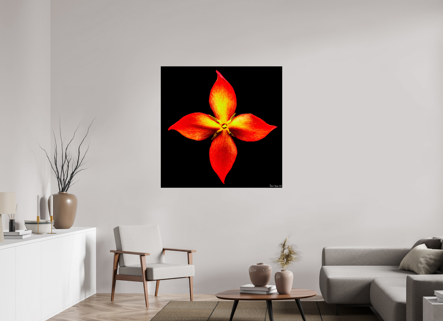 45 x 45″, Acrylic Blazing Compass