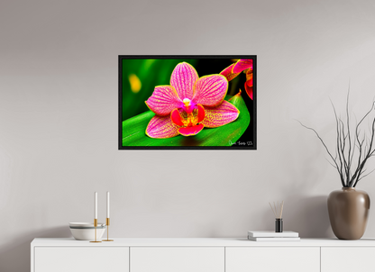 30 x 20″, Floater Frame Black Oak Vigorous Orchid