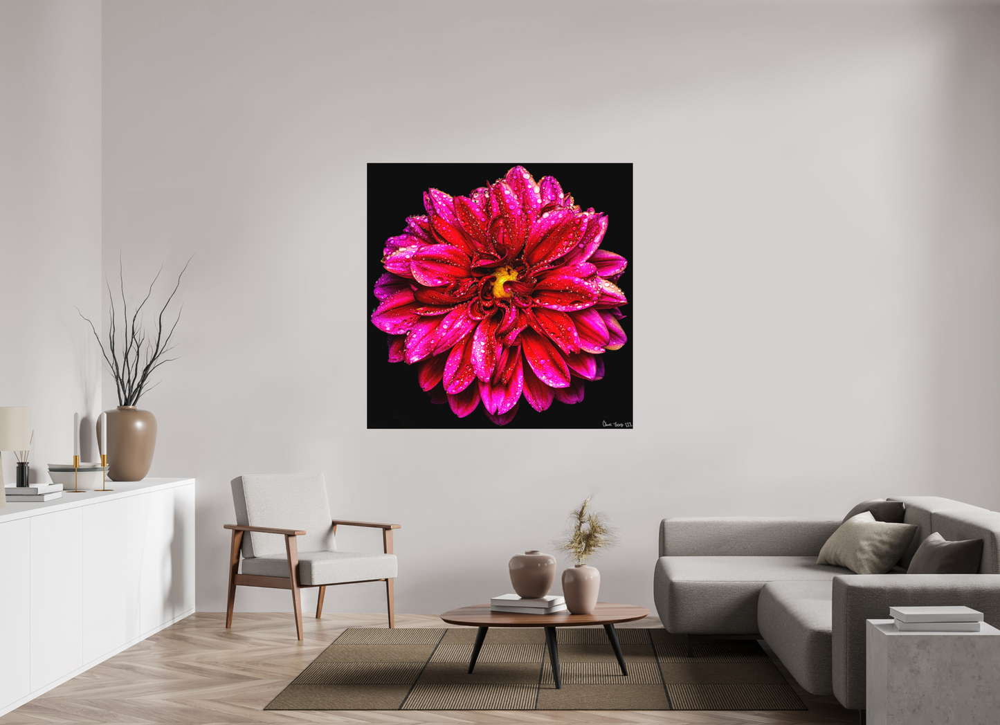 55 x 55″, Matte Metal Droplets Galore