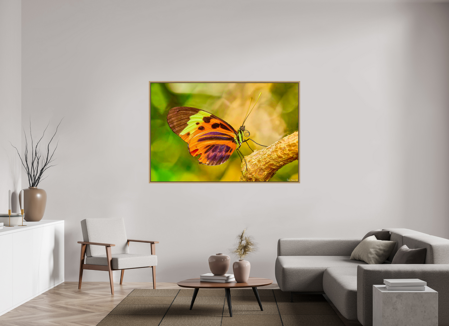 66 x 44″, Floater Frame Natural Oak Flamboyance