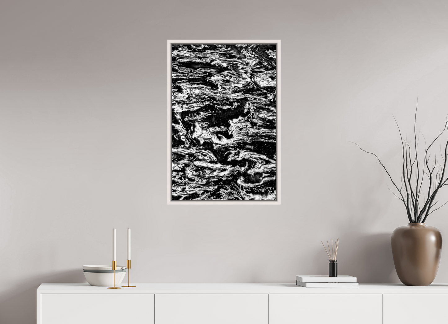 20 x 30″, Floater Frame Maple White Tempest