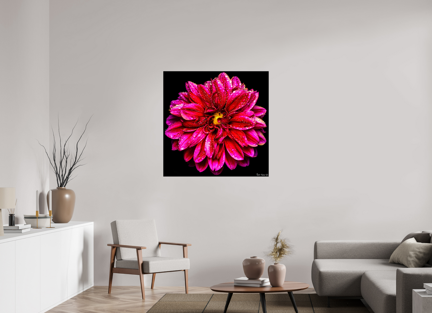 40 x 40″, Glossy Metal Droplets Galore