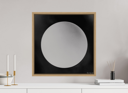 20 x 20″, Floater Frame Natural Oak Lycan’s Moon