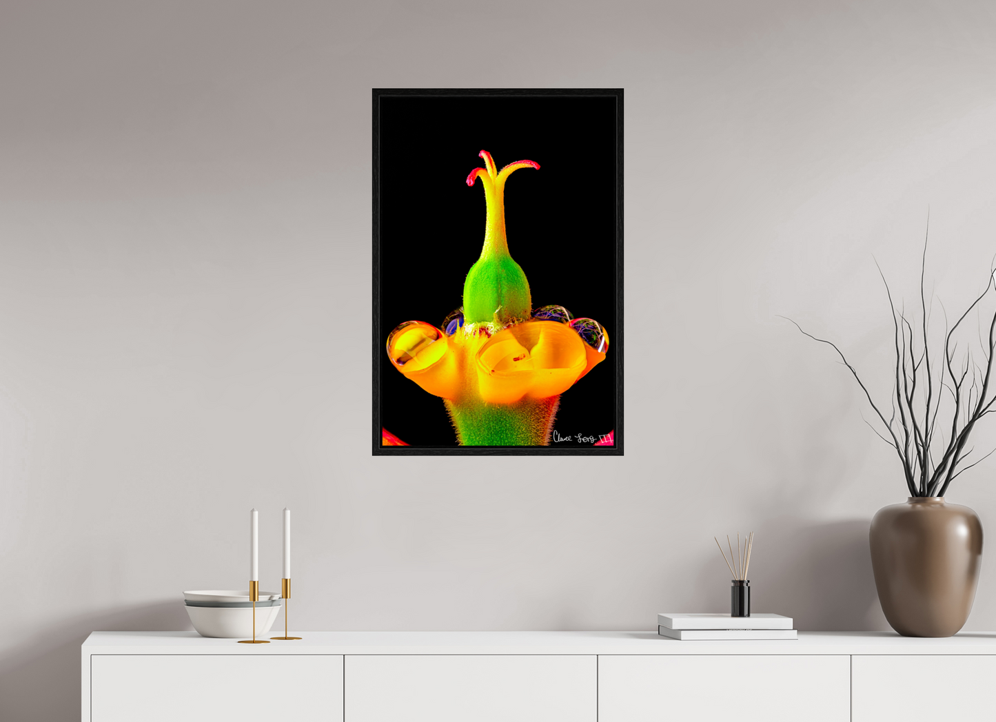 20 x 30″, Floater Frame Black Oak Bubble Fountain