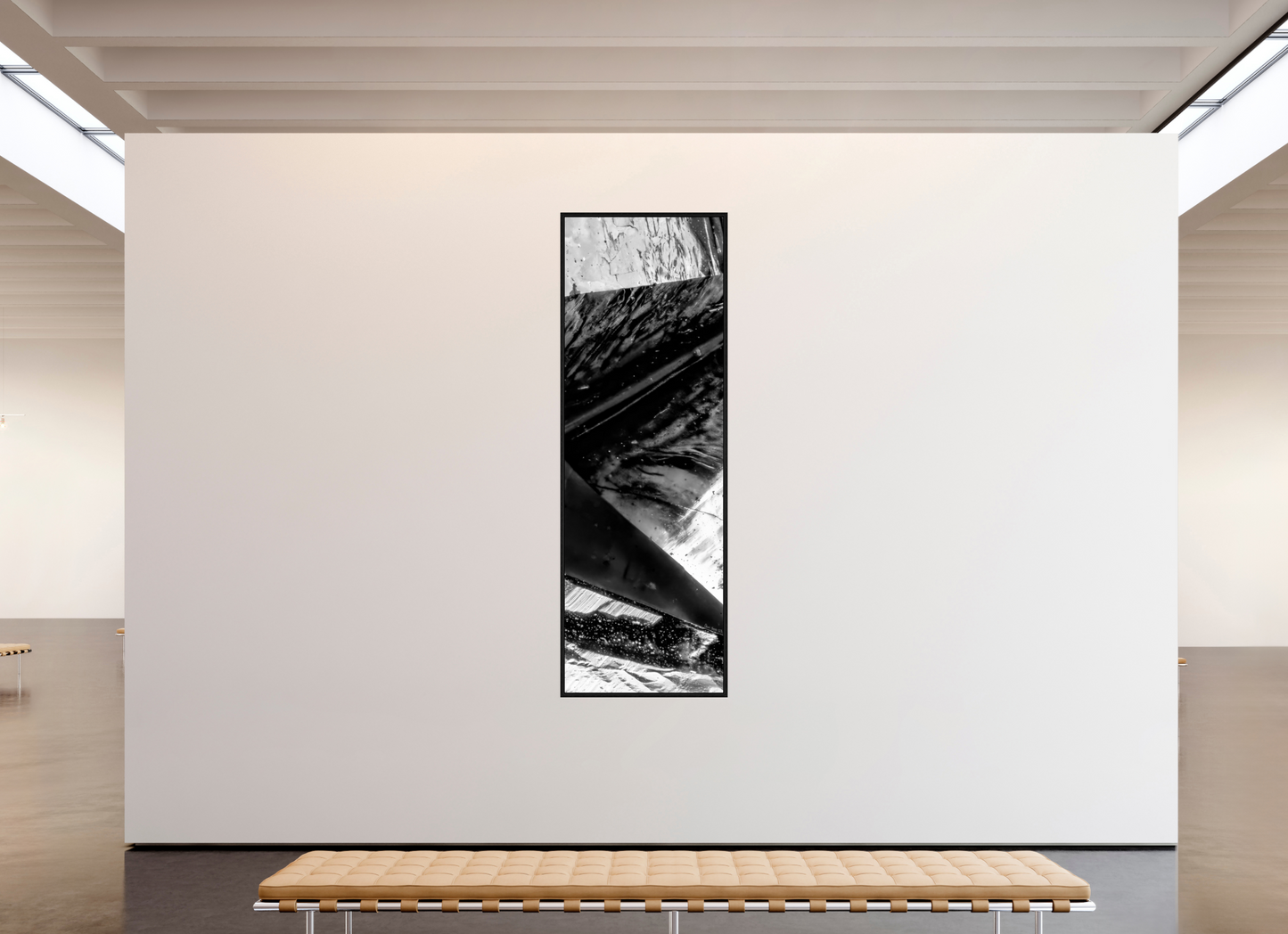31 x 93″, Floater Frame Black Oak Plentiful Polygons