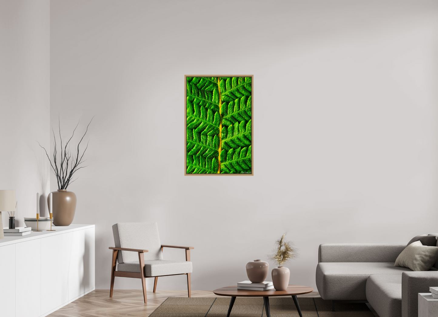 24 x 36″, Floater Frame Natural Oak Lush Vitality