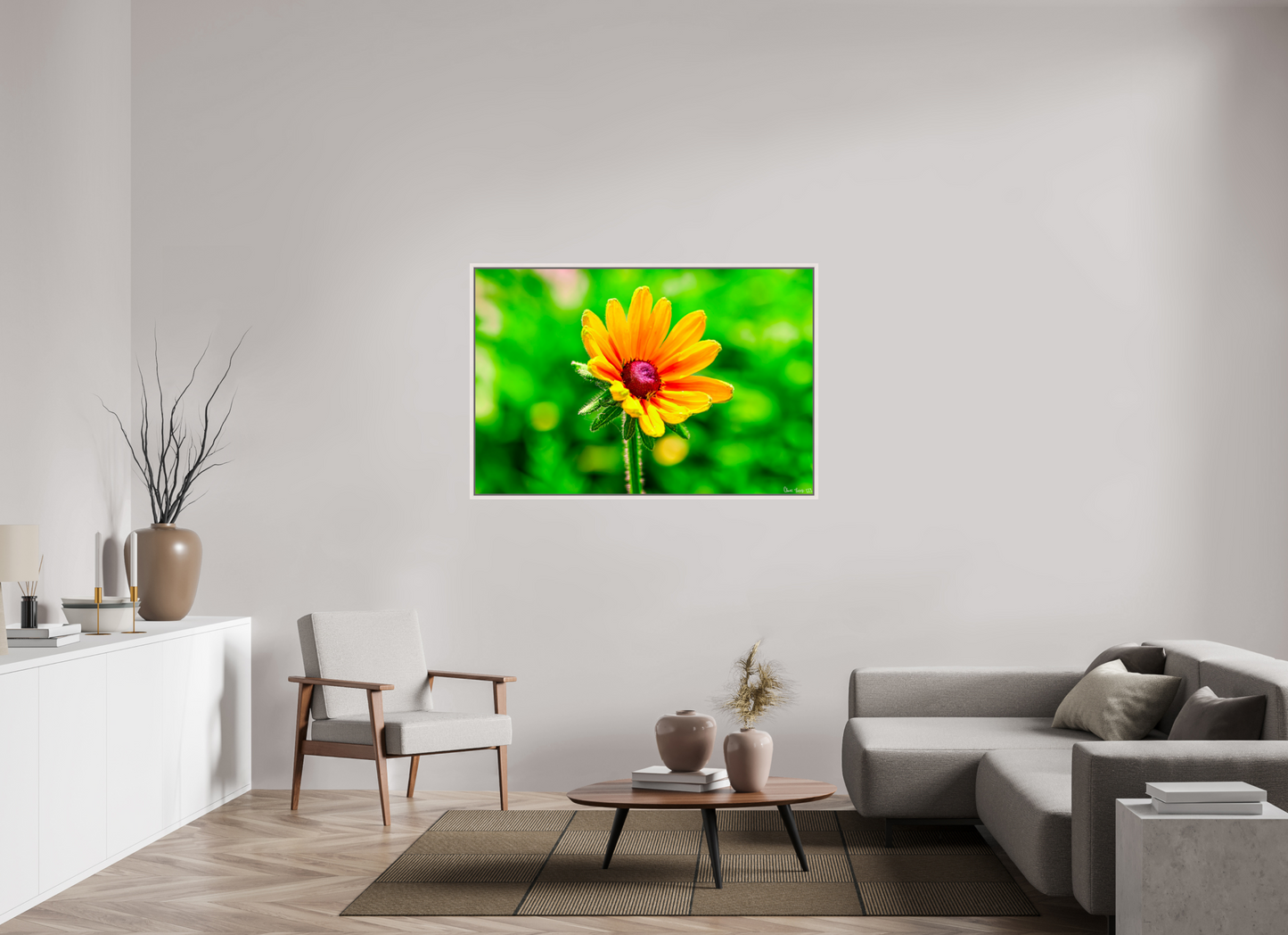 54 x 36″, Floater Frame Maple White Stillness in the Blur