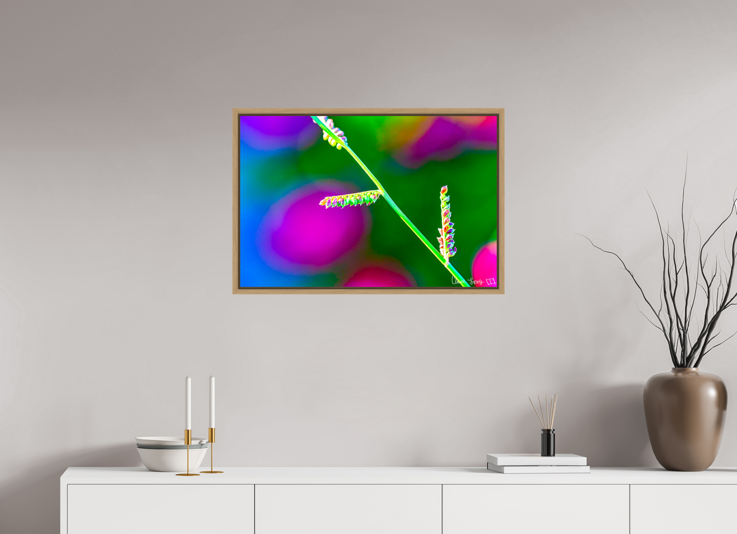 30 x 20″, Floater Frame Natural Oak Technicolor Vibes